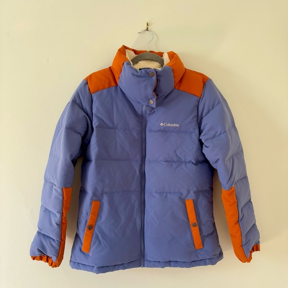 Womens Columbia Blue and Orange Duck Down Puffer Jacket size Large